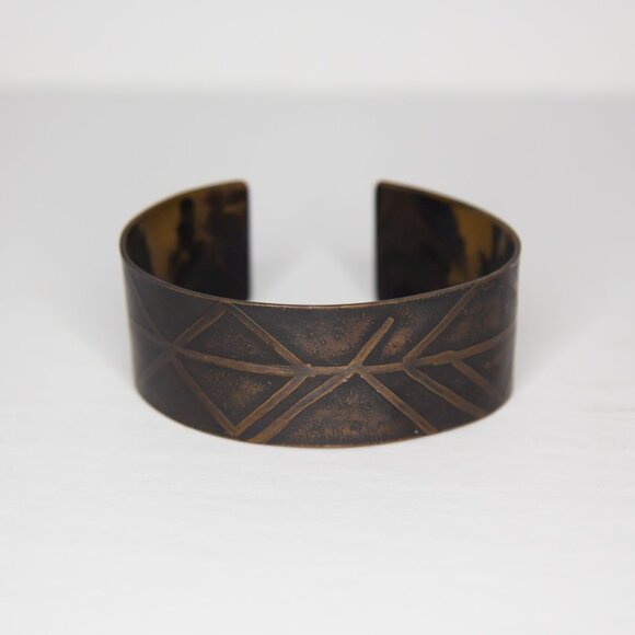 Vintage Bronze Rune Print Viking Cuff Bracelet - Picture 1 of 11